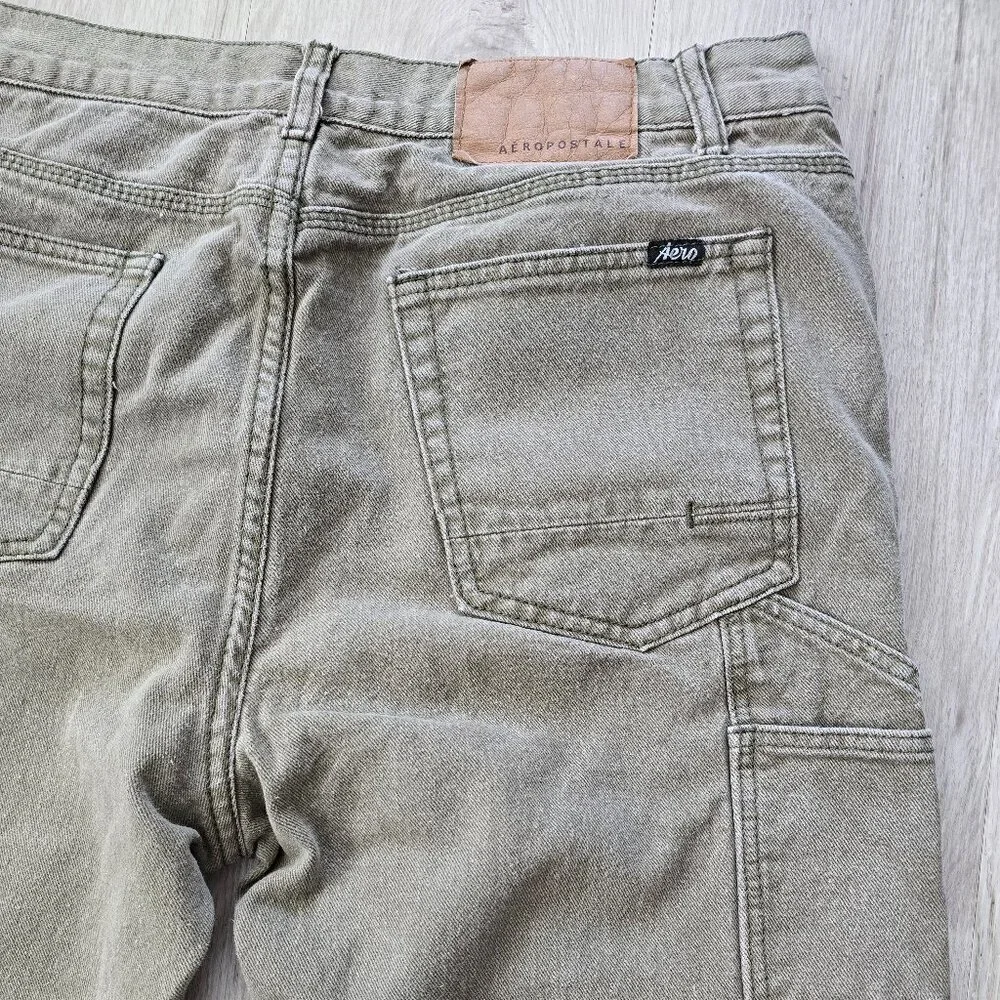 Aeropostale | khaki green denim workwear carpenter straight leg pants | MENS 34